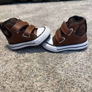 Kids Brown High-Top Sneakers